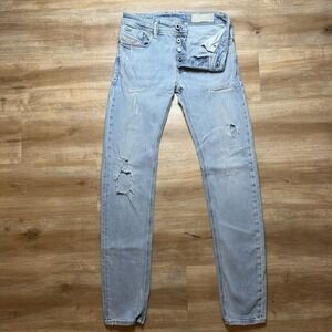 Diesel Sleenker Jeans Men 28x32 Blue Slim Skinny Stretch Light Wash Thrash 086AT